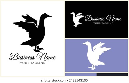 silhouette duck swim logo template