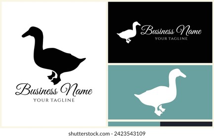 silhouette duck swim logo template