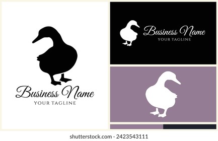 silhouette duck swim logo template