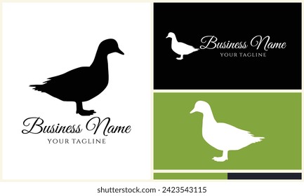 silhouette duck swim logo template