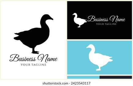 silhouette duck swim logo template