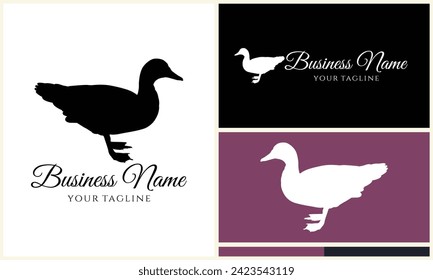 silhouette duck swim logo template