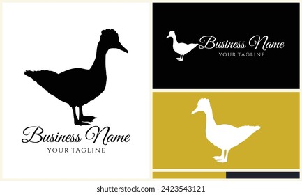 silhouette duck swim logo template