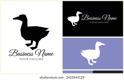 silhouette duck swim logo template