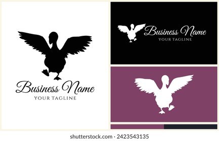 silhouette duck swim logo template