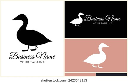 silhouette duck swim logo template