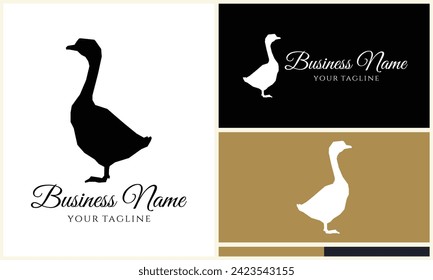 silhouette duck swim logo template
