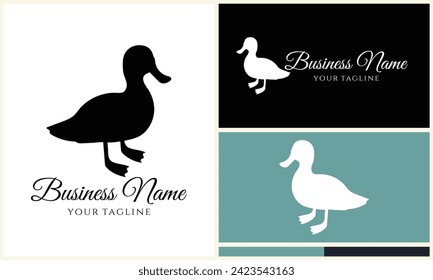 silhouette duck swim logo template