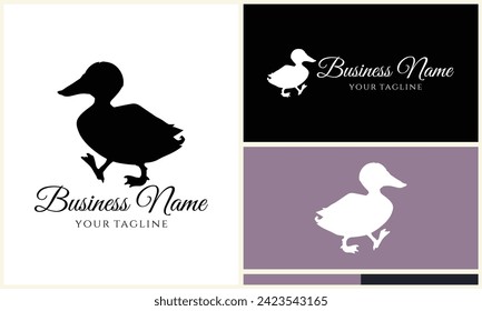 silhouette duck swim logo template
