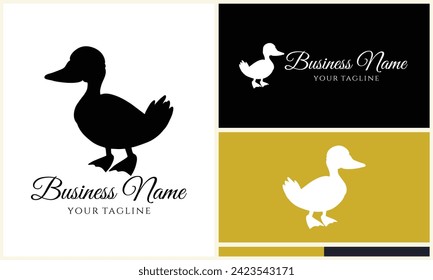 silhouette duck swim logo template