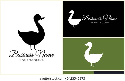 silhouette duck swim logo template