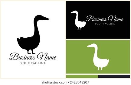 silhouette duck swim logo template