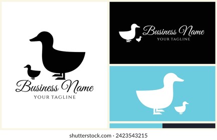 silhouette duck swim logo template