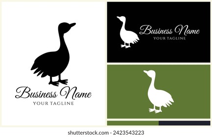 silhouette duck swim logo template