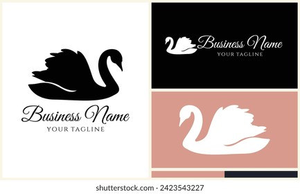 silhouette duck swim logo template