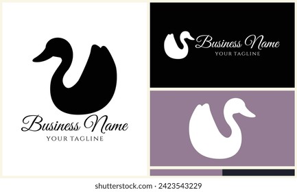silhouette duck swim logo template