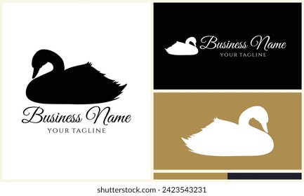 silhouette duck swim logo template