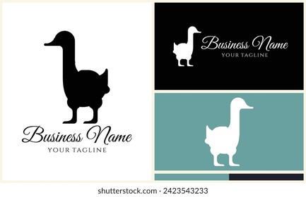 silhouette duck swim logo template