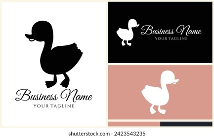 silhouette duck swim logo template