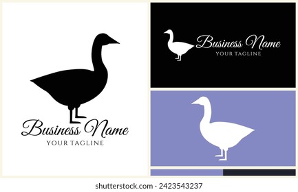 silhouette duck swim logo template