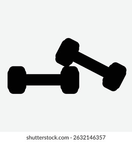 Silhouette of Dumbbells Icon Vector on Light Background
