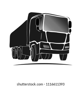 silhouette of a dump truck