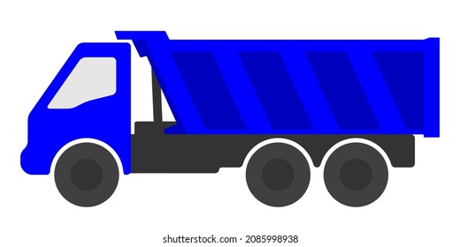 Silhouette of a dump truck on white background.