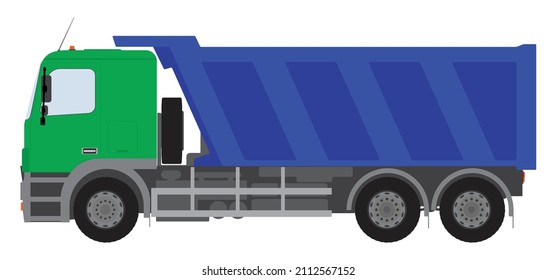 Silhouette of a dump truck on white background.