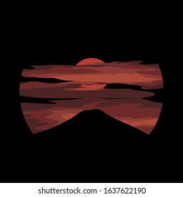 silhouette and dusk in the mountains