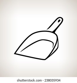 Silhouette dustpan on a light background, black and white  vector illustration