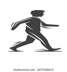 Silhueta de um empresário dinâmico correndo em movimento - ilustração de ícone de vetor