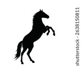 Silhouette: Dynamic Horse Rearing on Hind Legs  Powerful Equine