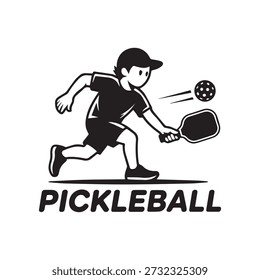Silueta de un jugador dinámico balanceando una paleta para golpear una pelota que se mueve rápidamente en un juego de pickleball