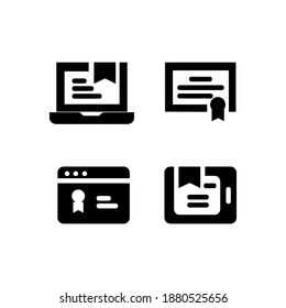 Silhouette e learning certificate icons design isolated on white background