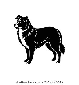 Silhueta de ávido projeto de clipart de cão pastor australiano