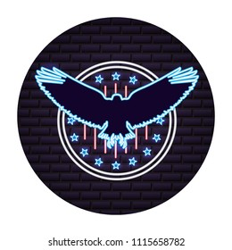 silhouette eagle and american flag neon on wall