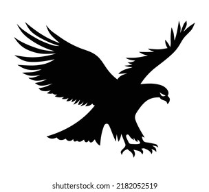 Silhouette of an eagle in attack