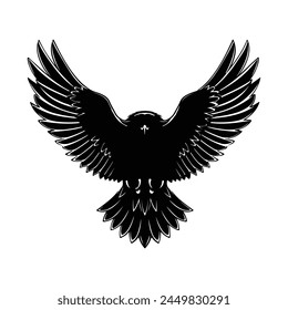 Silhouette of Eagle Bird of prey. Vector illustration isolated on white background