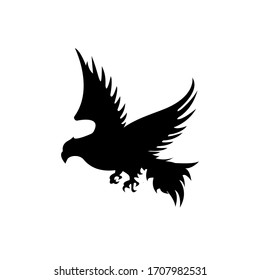 Silhouette Eagle. Bird symbol logo designs of freedom and independence. Retro color logo of falcon.