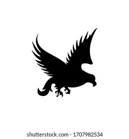 Silhouette Eagle. Bird symbol logo designs of freedom and independence. Retro color logo of falcon.