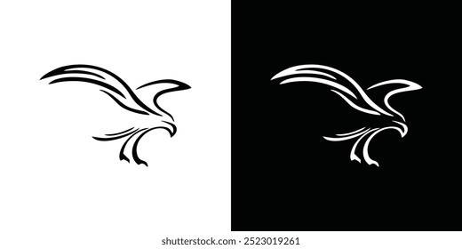 Silhouette eines Adlers auf Schwarz-Weiß