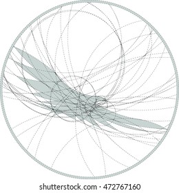 Silhouette of an eagle created by circles. Round monochrome image