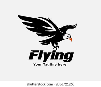 Silhouette Eagle Falcon Hawk Flying Logo Template Illustration Inspiration