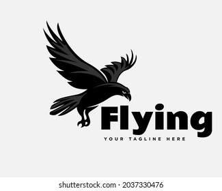 silhouette eagle falcon hawk flying logo template illustration inspiration