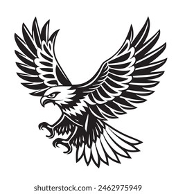 silhouette eagle hawk falcon bird fly illustration logo symbol inspiration