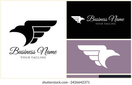 silhouette  eagle head logo template