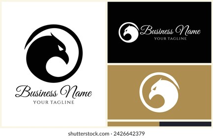 silhouette  eagle head logo template