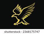 Silhouette of Eagle Landing Illustration