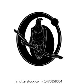 Silhouette of a eagle on abstract background. Vector.