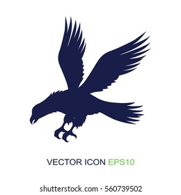 Silhouette of an eagle on a white background. Logo. Side view of an eagle. Vector illustration.